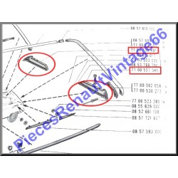 Paire de baguettes enjoliveur de hayon côté gauche et coté droit pour Renault 16 référence 7700527345 et 7700530491