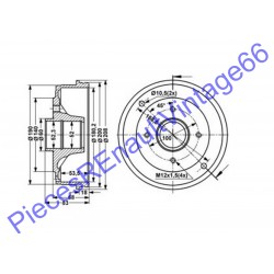 Tambour de frein arrière diametre 180 mm pour Renault Clio 1,Renault 19, Renault 9, Renault 11, super 5  7700783030